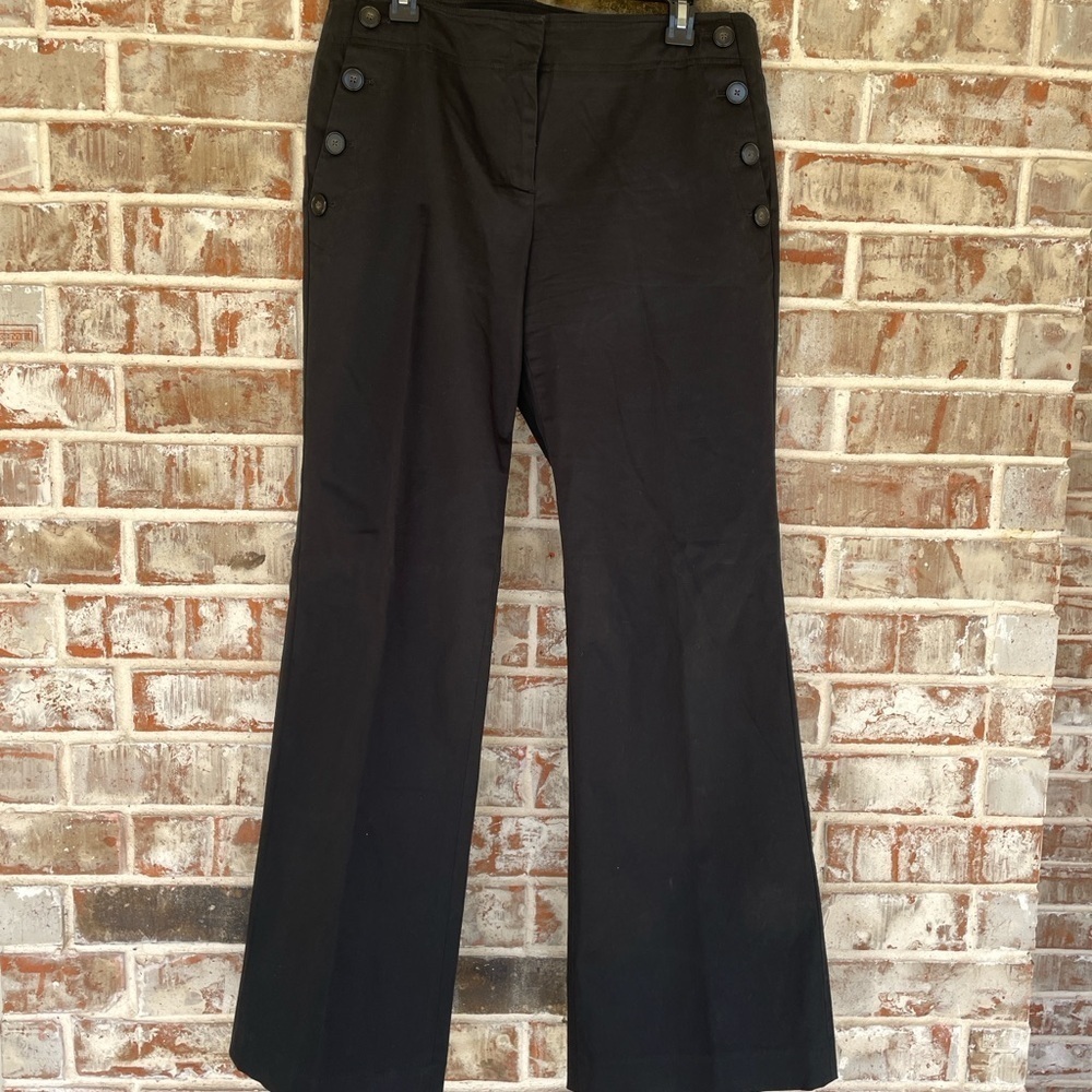 Loft Black High Waisted Nautical Sailor Wide Leg Trouser Pants‎